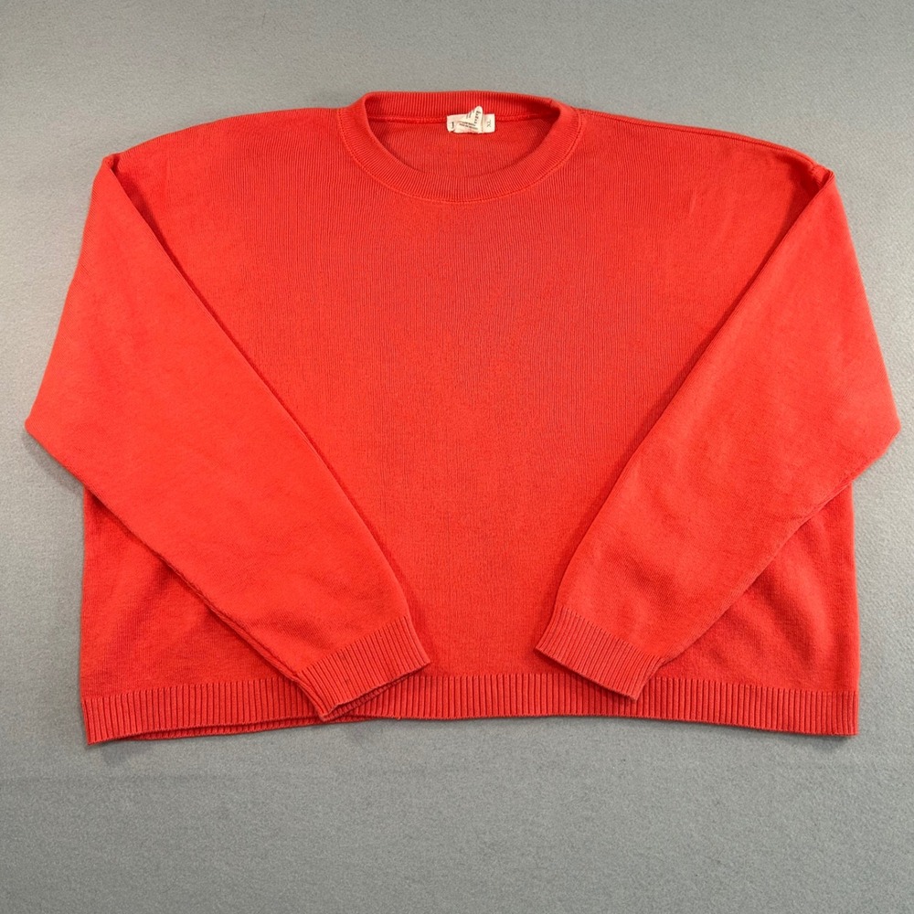 J.Crew Sweater Women XL Salmon Cotton Long Sleeve Crewneck Boxy Knit USA Made